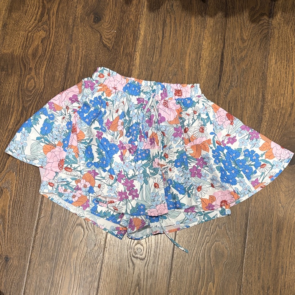Floral Print Shorts with Drawstring